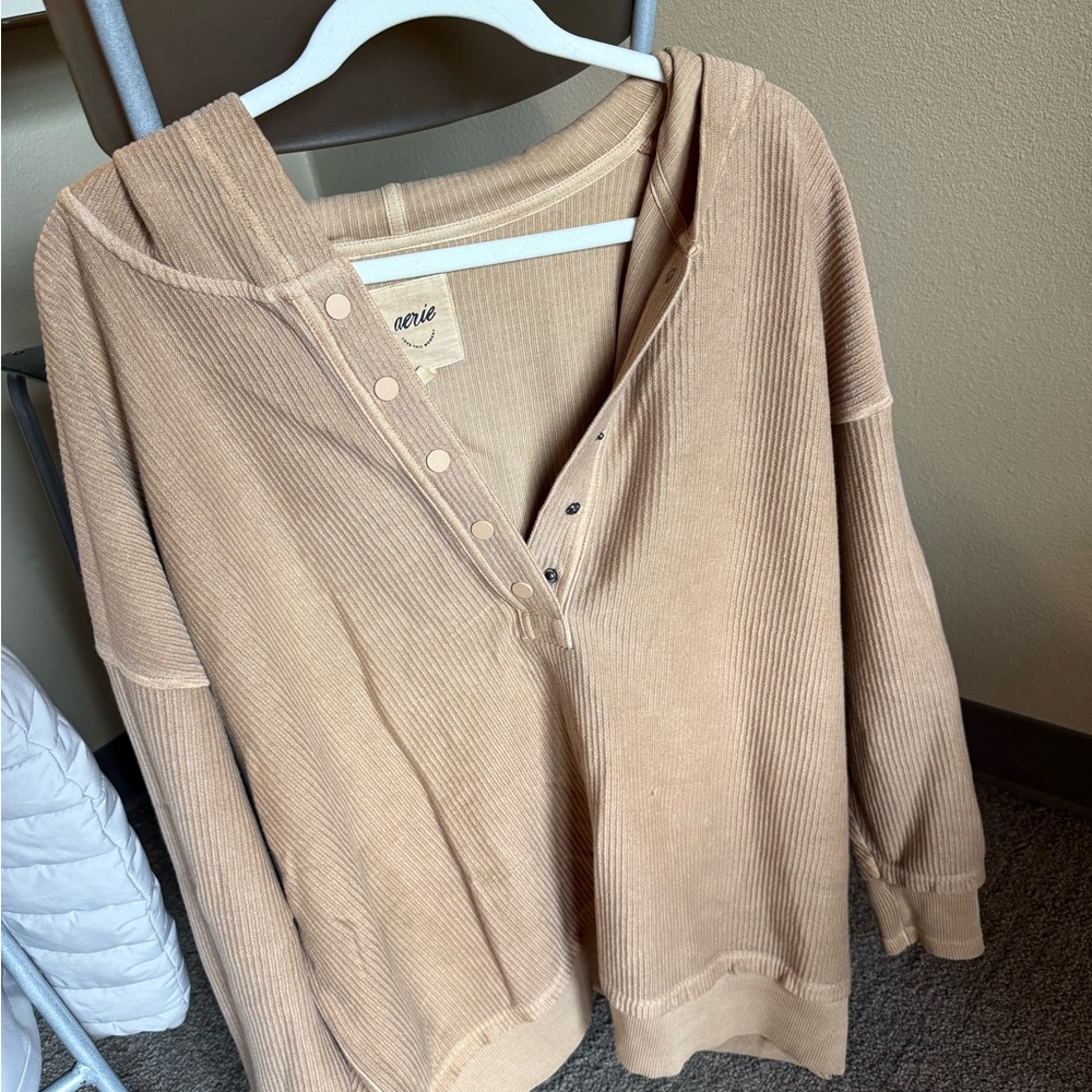 Aerie Tan V-Neck Sweater